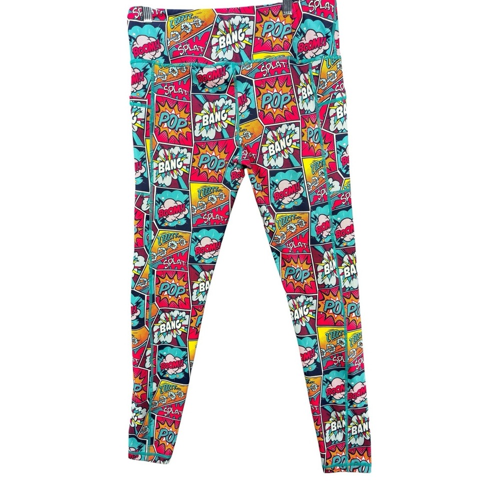 Constantly Varied Gear Large Leggings Comic Pop Art CVG Side Pockets Workout